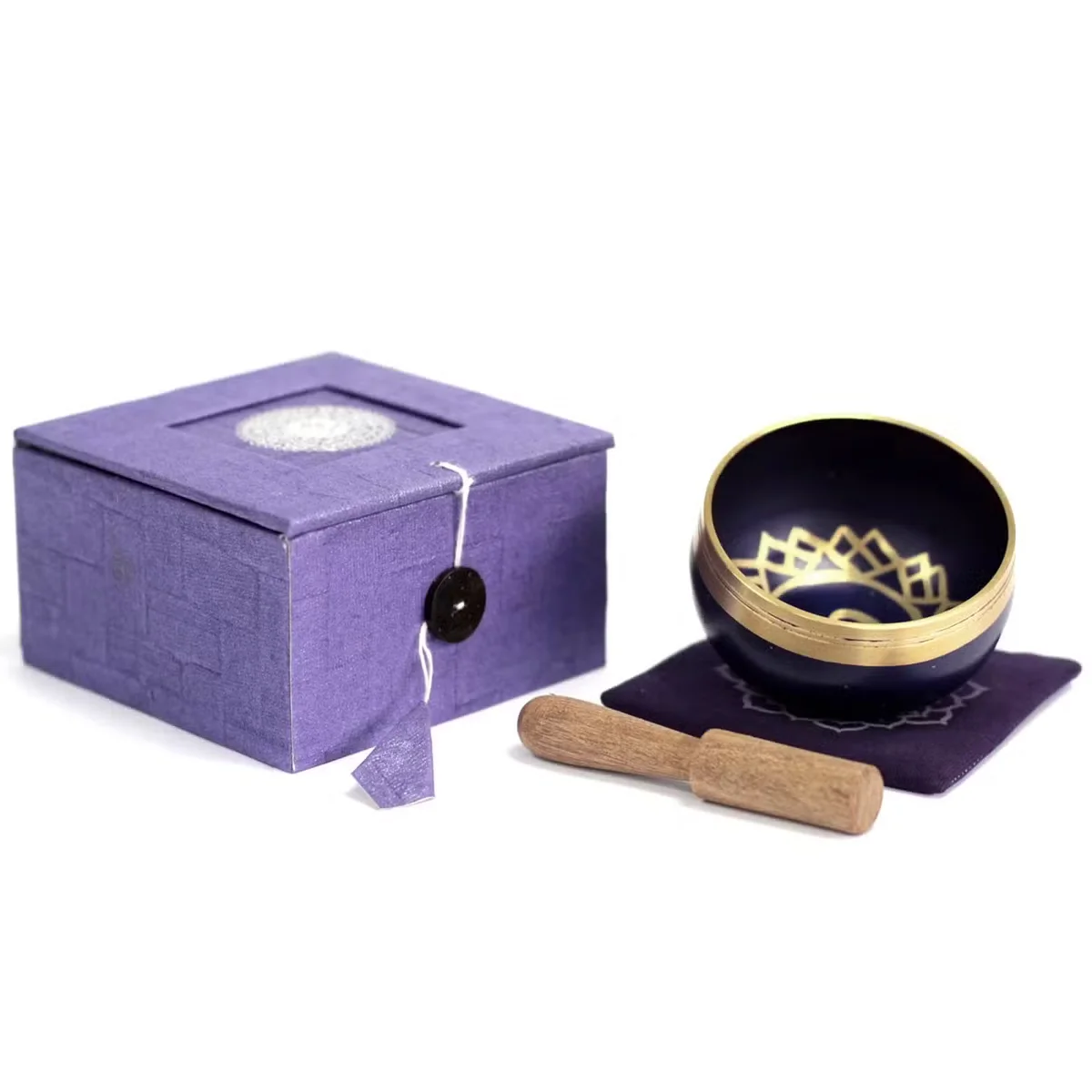 Chakra singing bowl featuring a crown design, rendered in silver metal.