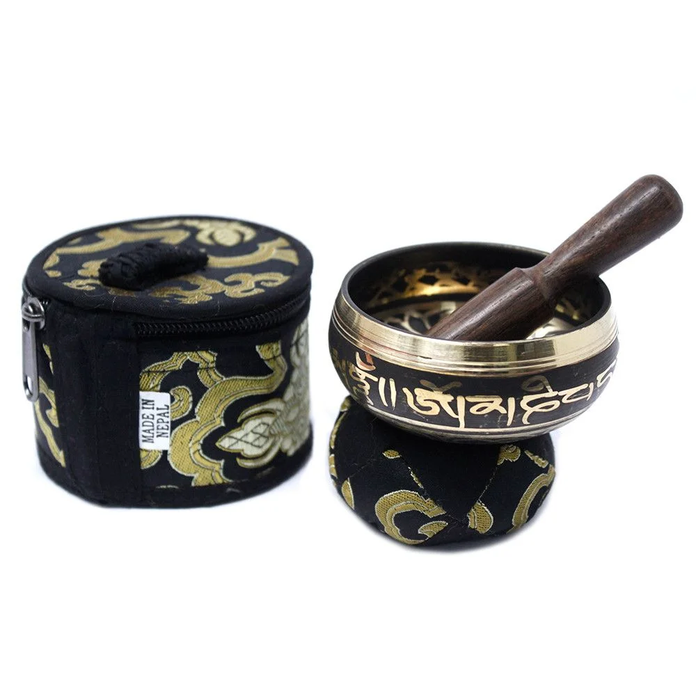 Black mini singing bowl gift set.