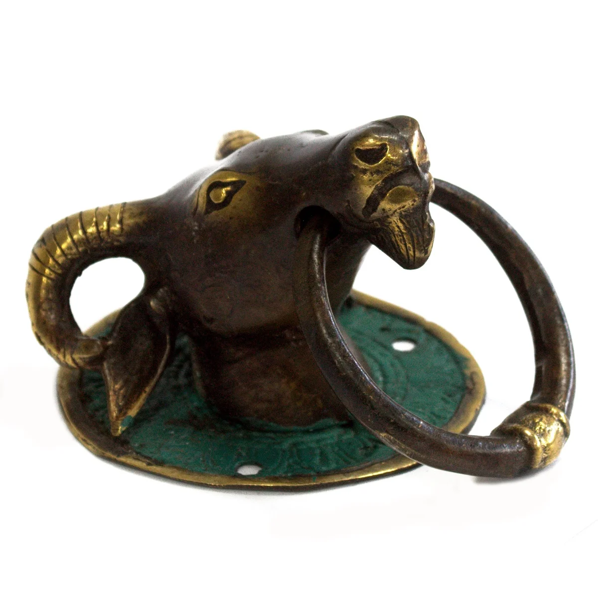 Rams head brass door knocker