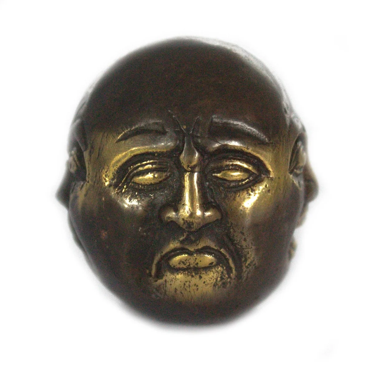 Small 4.5cm four face Buddha figurine in fengshui style, four heads, front view.
