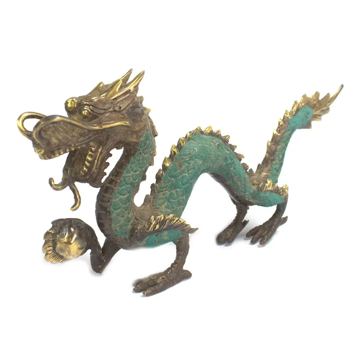 Feng shui ornament – med dragon with a ball, 27 cm tall, decorative figurine
