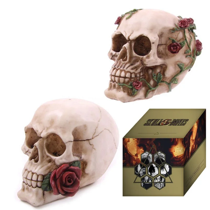 Rose skull print featuring a skull surrounded by blooming roses, random design