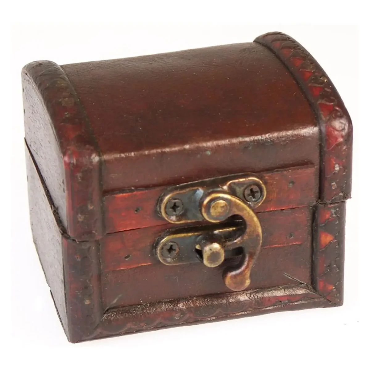 Medium colonial box featuring a leather effect finish, simple rectangular shape.