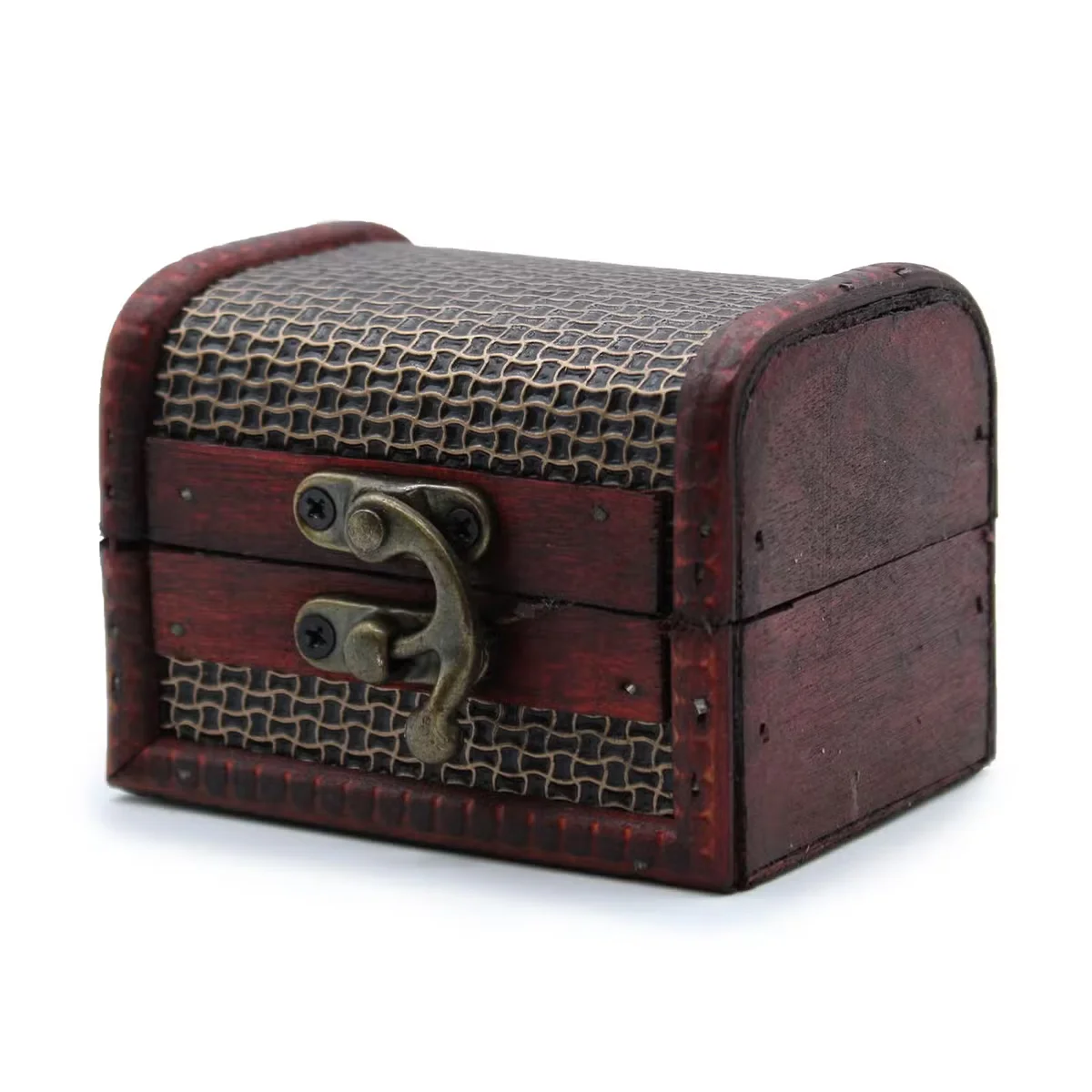 Decorative storage box with mesh embossed design, medium colonial style.