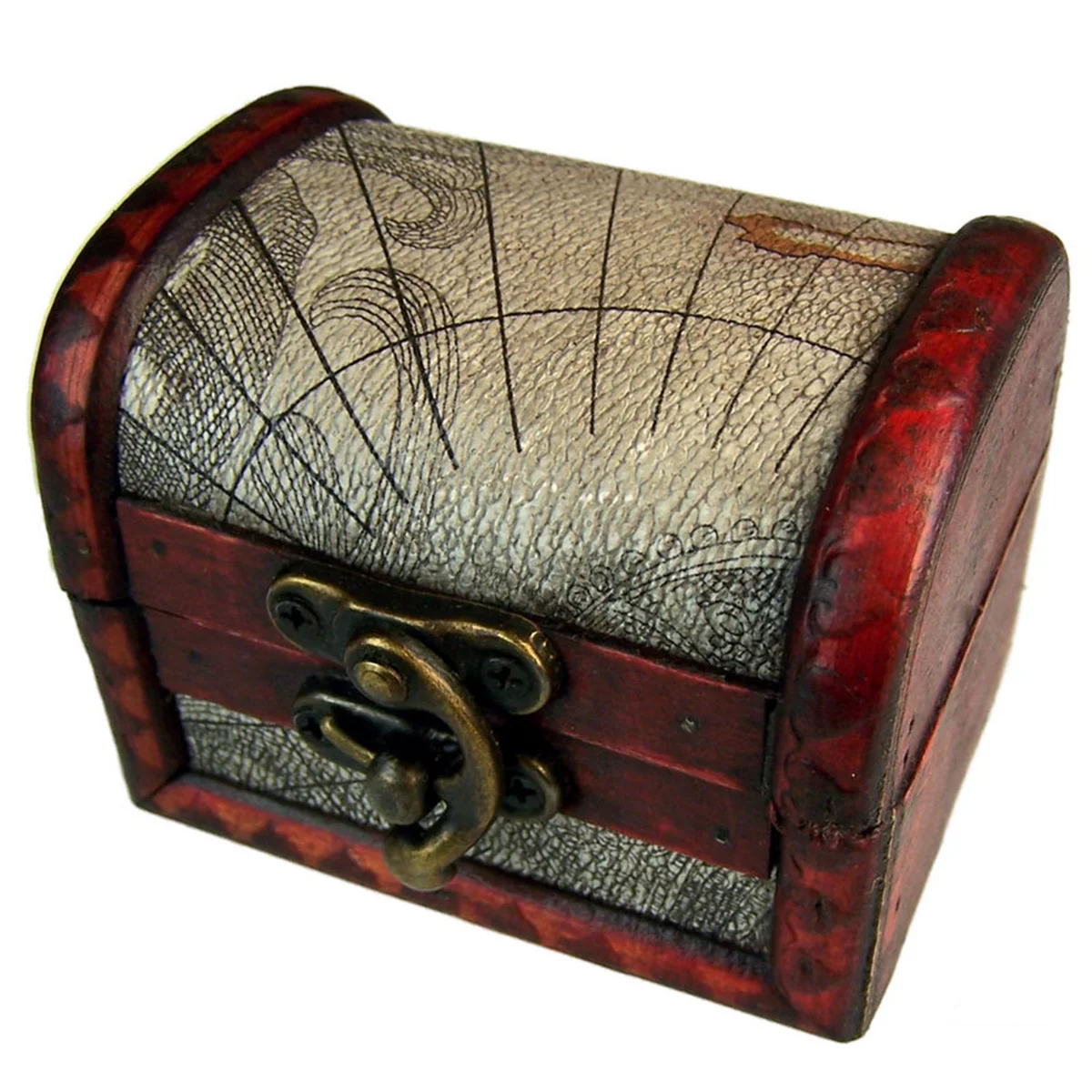 Med Colonial atlas design box displayed on table, showcasing its smooth finish and compact shape.