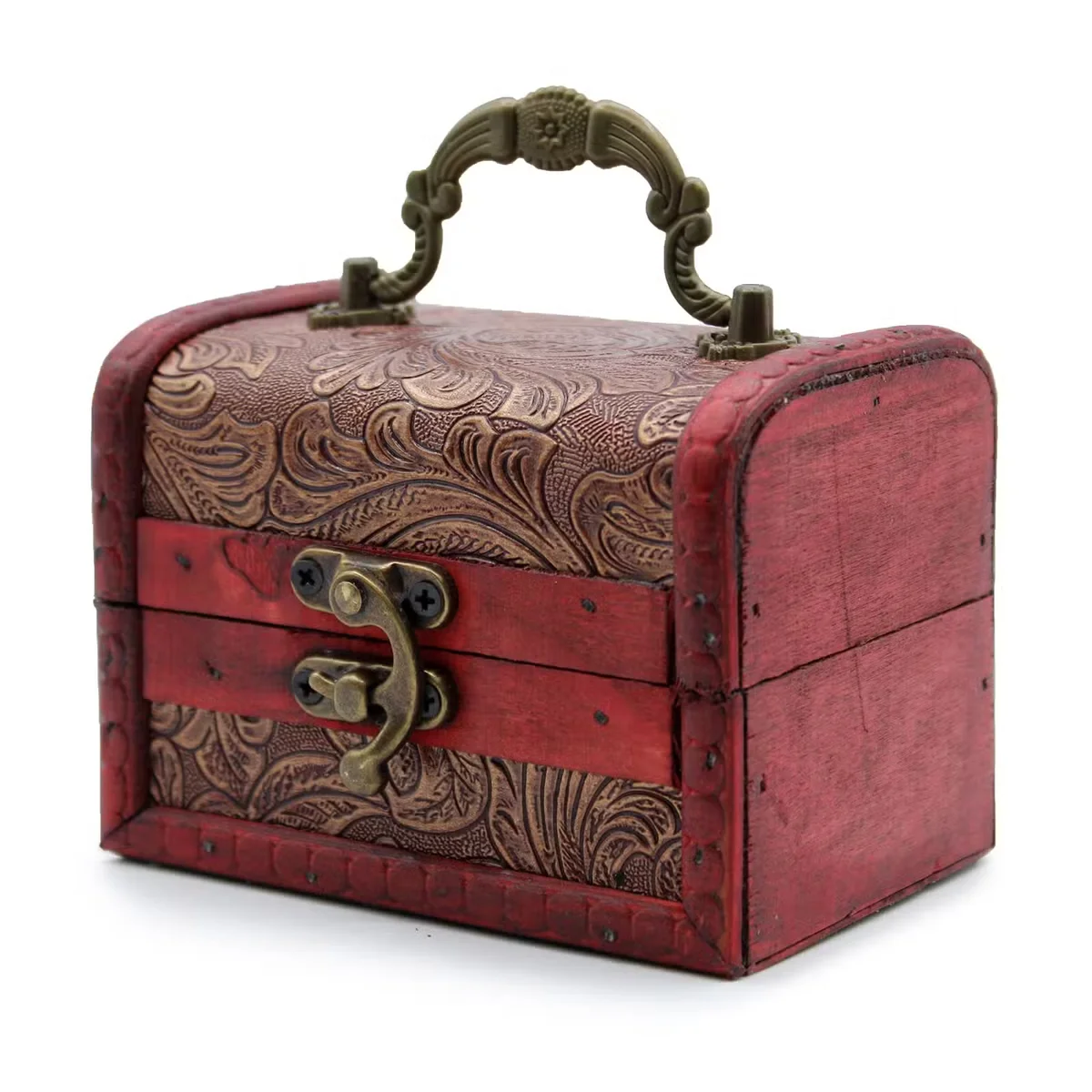 Floral embossed box with intricate patterns, featuring a crisp design on a medium large colonial style box.