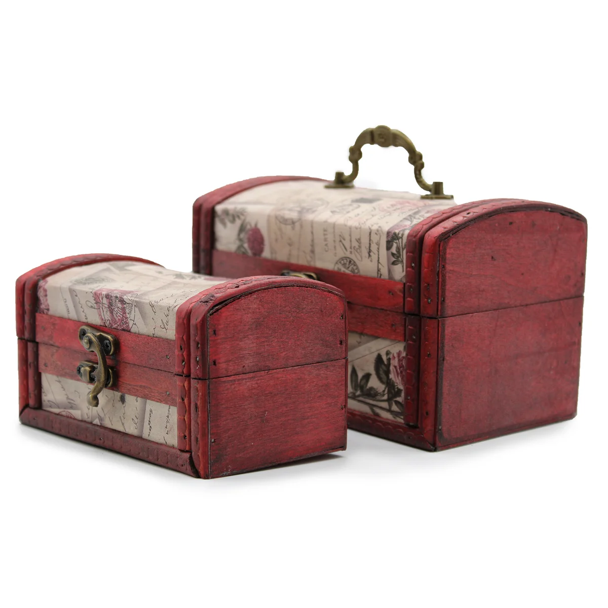 Two decorative rose boxes in colonial style, featuring bundled rose patterns, arranged side by side.