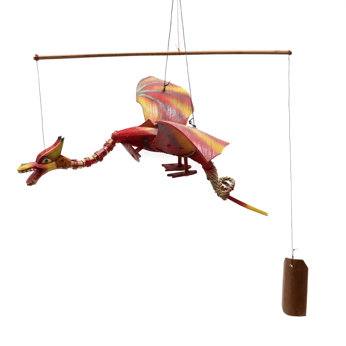 Red dragon mobile featuring a red dragon figure hanging from a coconut motif, 37cm tall.