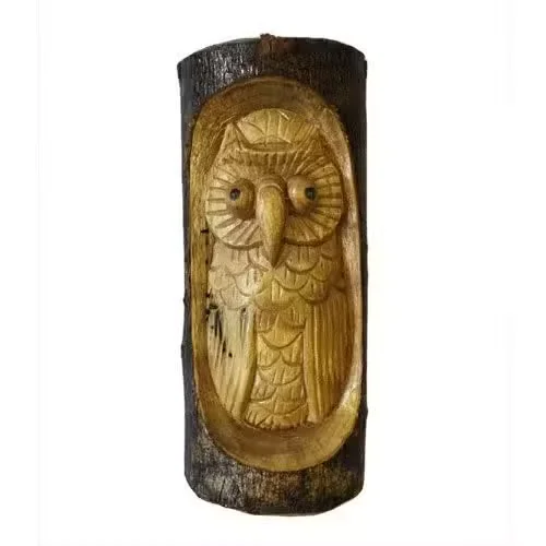 Animal figurine of an owl in a trunk, 24x11x5cm