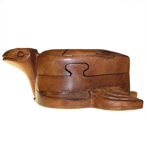 Bali Magic Box displaying a tortoise motif inside a tortoise box.