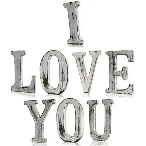Shabby chic letters spelling I LOVE YOU, a decorative set for shabby chic decor