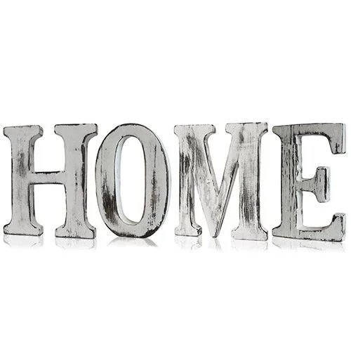 Set of four shabby chic home letters in a distressed, vintage style, ready to enhance any home décor.
