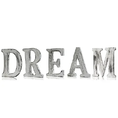 Shabby chic letters spelling DREAM displayed on a wall – perfect dream wall decor.