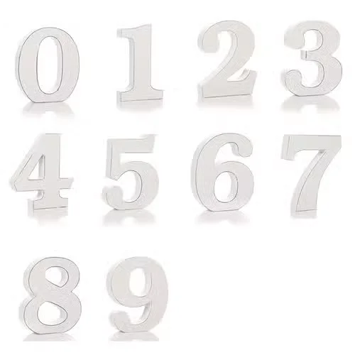 Shabby chic set of numbers 0 and 1 displayed for decorative use