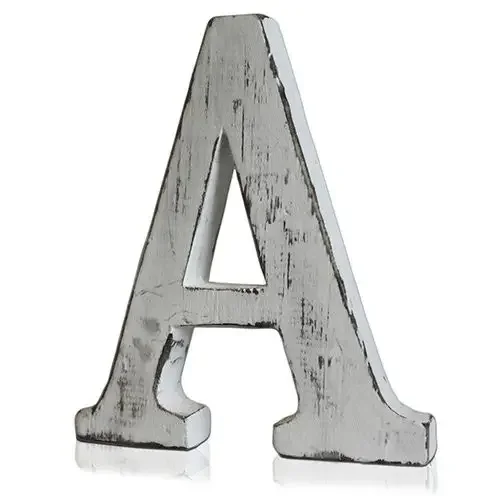 Shabby chic wall letter A, distressed finish for a stylish home décor touch.
