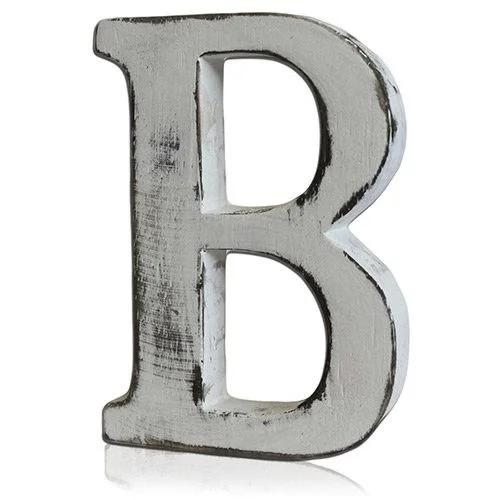 Shabby chic letter B displayed in vintage style with distressed finishes.