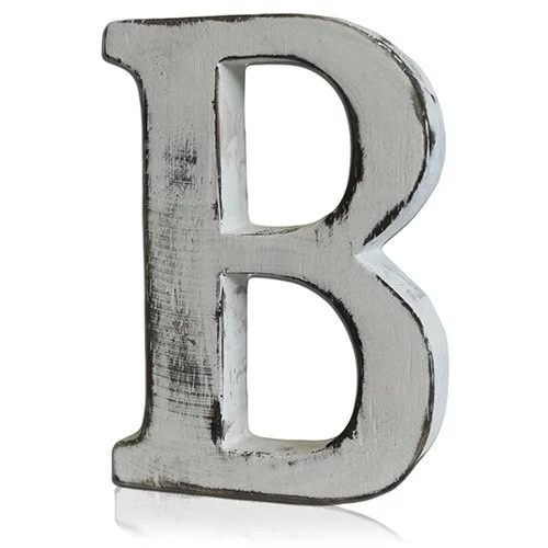 Shabby chic letter B wall decor on a wall