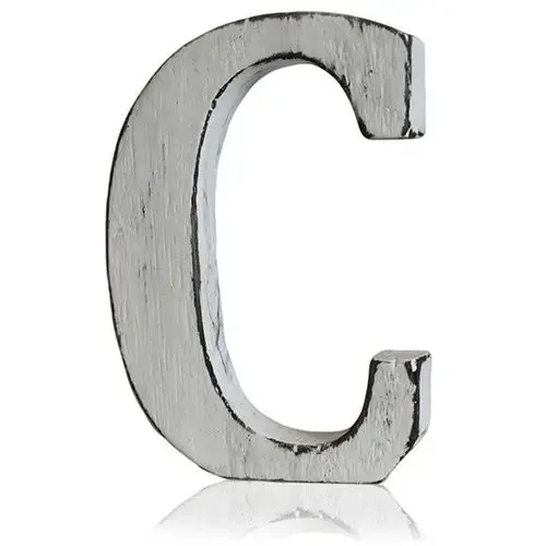 Shabby chic wall decor: a letter 'C' with distressed look