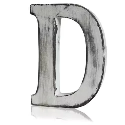 Shabby chic letter D in distressed vintage style.