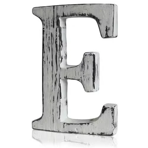 Shabby chic alphabet letter E, vintage style decorative letter
