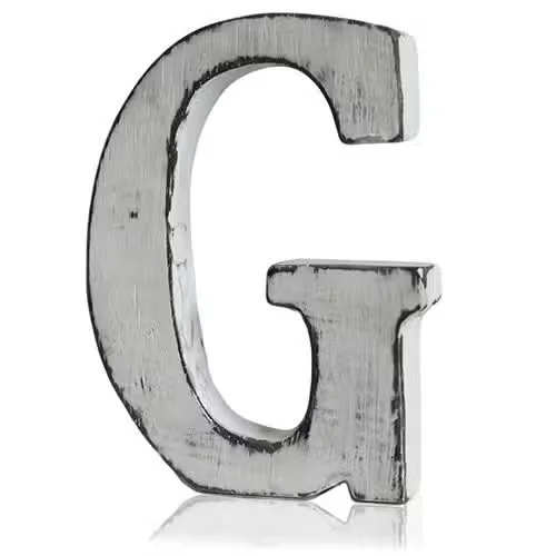 Decorative letter G with shabby chic style, distressed finish and elegant design.