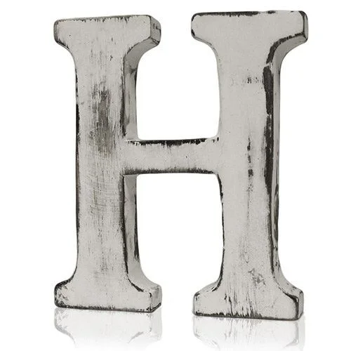 Shabby chic letter H, decorative accent.