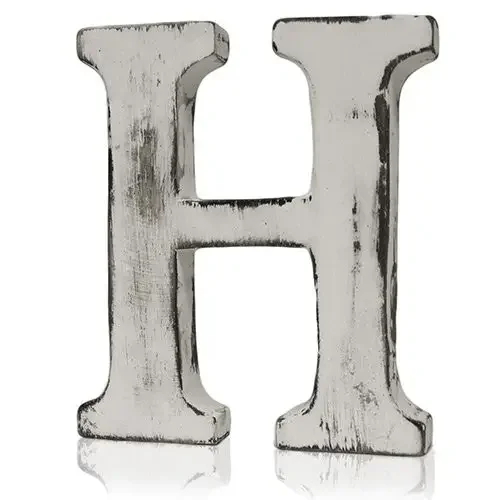Shabby chic H wall letter on a wall backdrop
