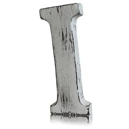 Shabby Chic Letter I with distressed finish, a delicate decorative accent for shabby chic decor.