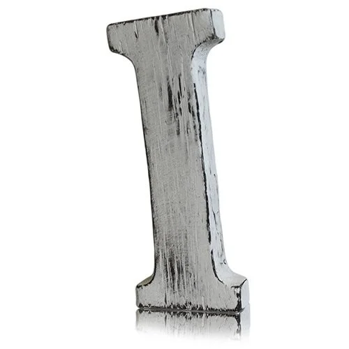 Shabby chic letter 'I' in rustic style, displayed as decorative letter wall art.