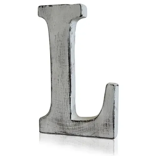 Close‑up of shabby chic letters L.