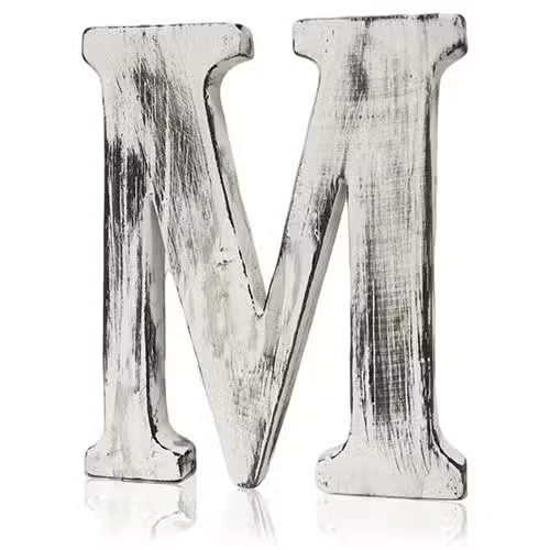 Shabby chic decorative letters displayed in a set, shown in size M