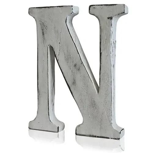 Shabby chic wall letter shaped as letter N