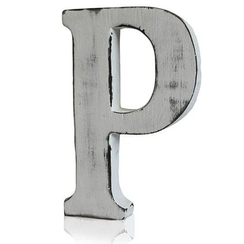 Shabby chic wall letter P, part of a set of decorative wall letters.