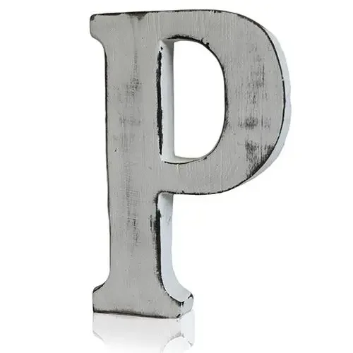 Letter P styled in shabby chic decor.