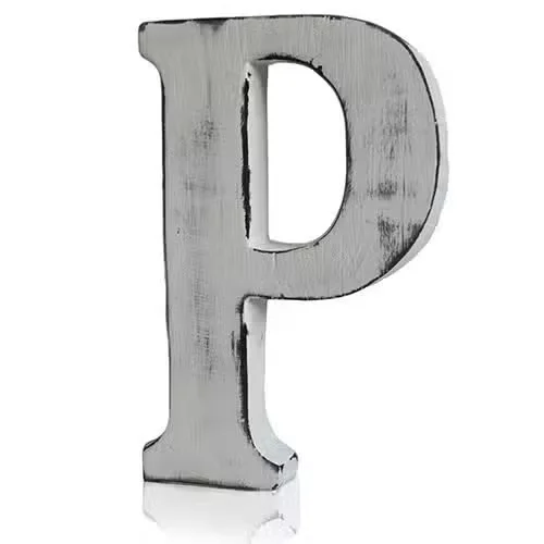 Alphabet wall letter P in shabby chic style.