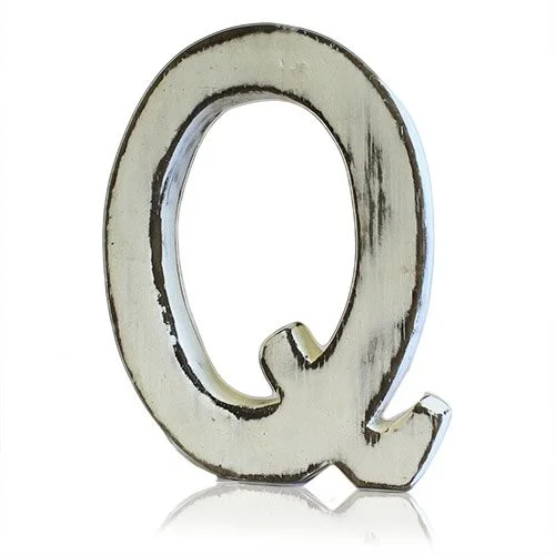 Shabby chic style letter Q decor, vintage ornament.