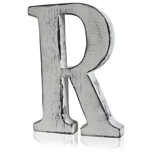 Shabby chic wall letter R with distressed finish.