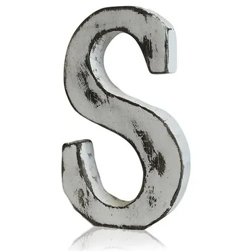 Shabby chic S letters displayed as wall art