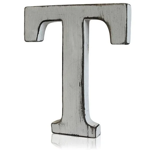 Shabby chic letter T wall decor in rustic design
