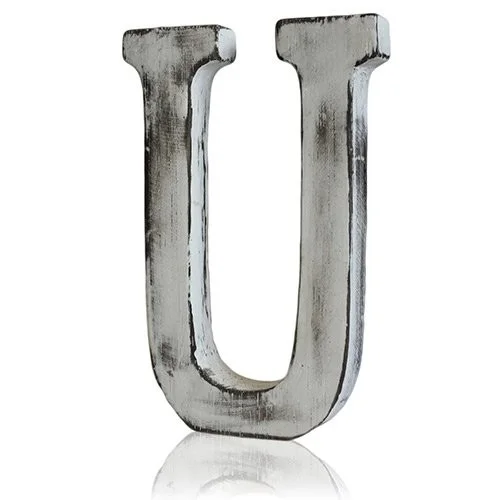 Shabby Chic U wall decor, simple decorative letter.
