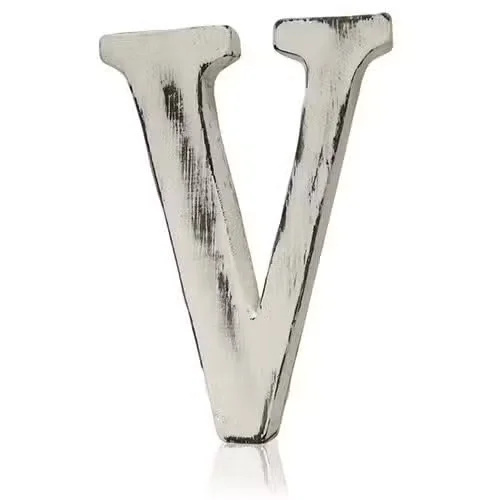 Shabby chic V letter decoration on decorative plate