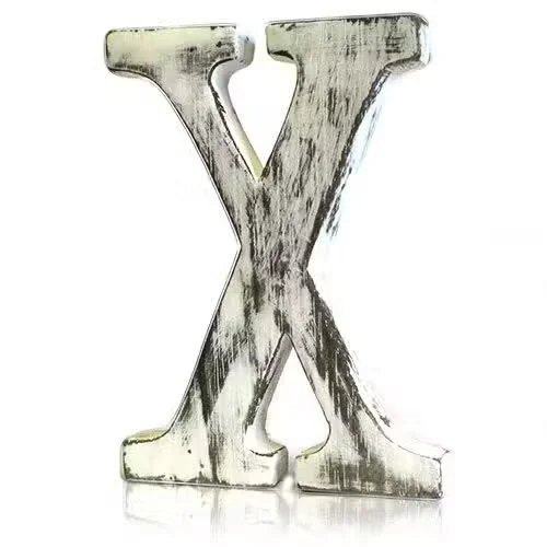 Shabby chic home letter X in distressed vintage style.