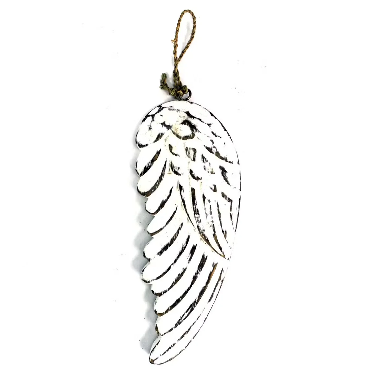 Handcrafted 18cm angel wing decor displayed upright, showcasing delicate wing shape.