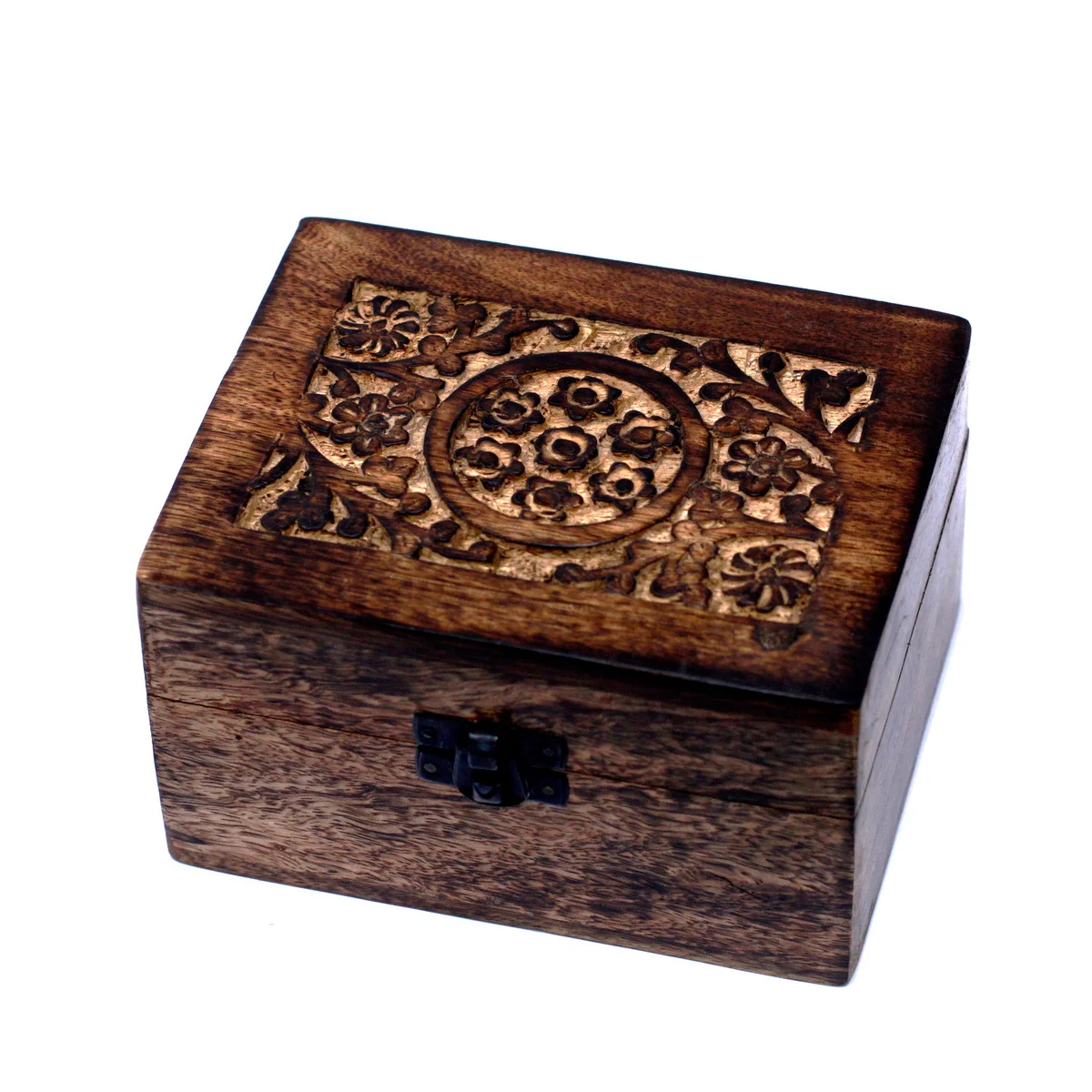 Mango aromatherapy storage box featuring floral design, holds 12 aromatherapy jars.