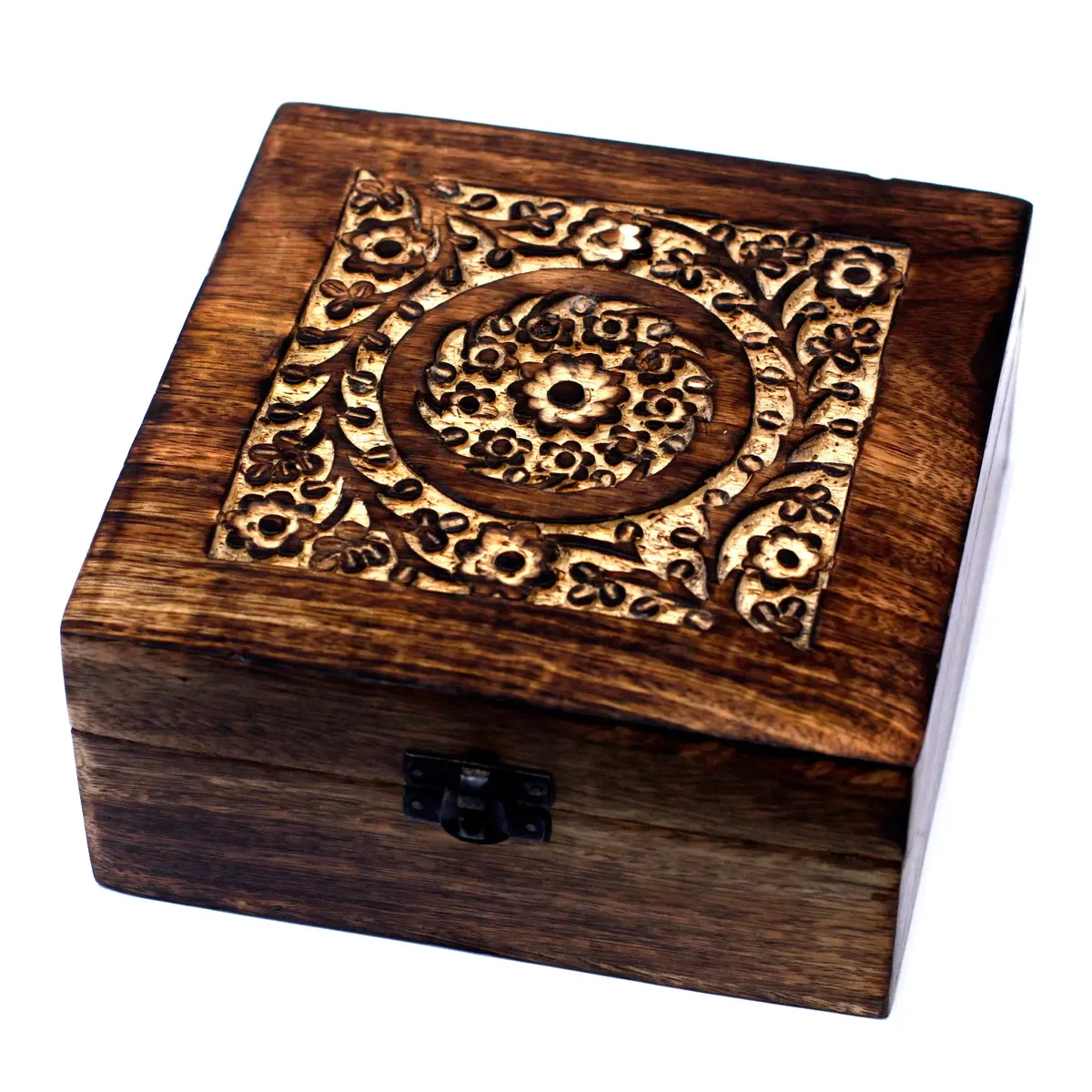 Mango floral aromatherapy box holding 25 aromatic beads.