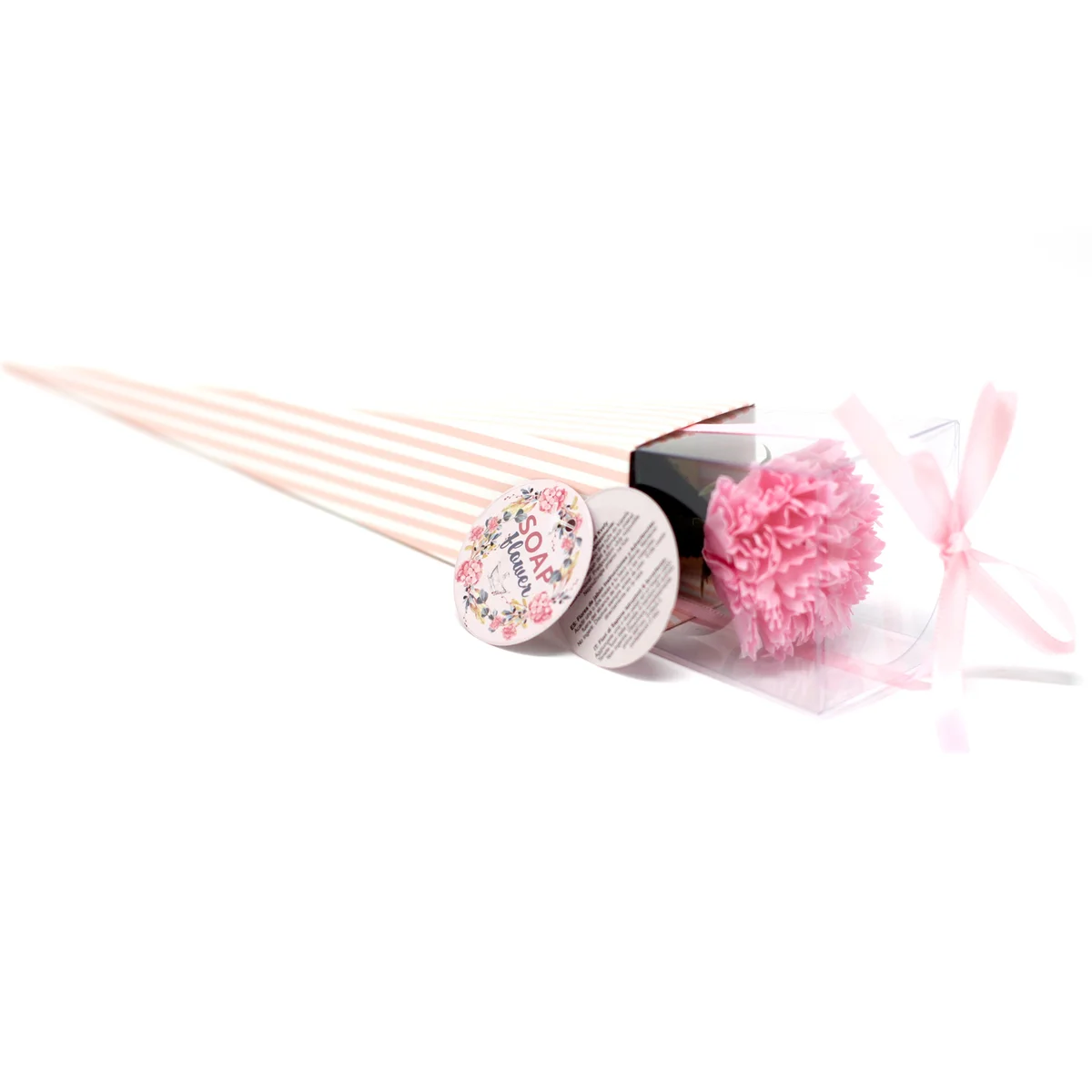 Decorative soap flower in a medium carnation shape.
