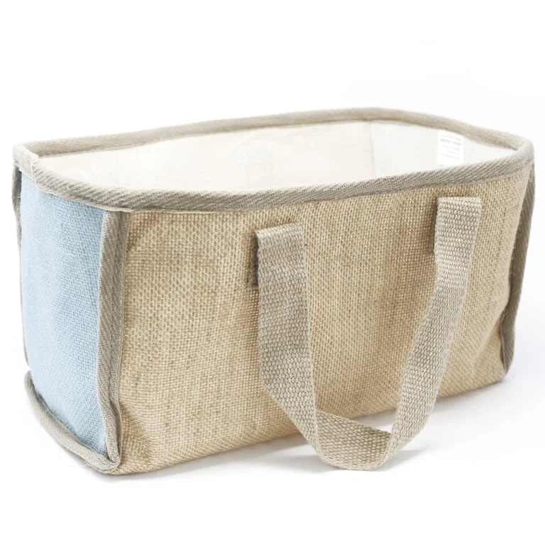 Large storage basket, teal, measuring 33x18x20cm, top-down view of fillable woven design.