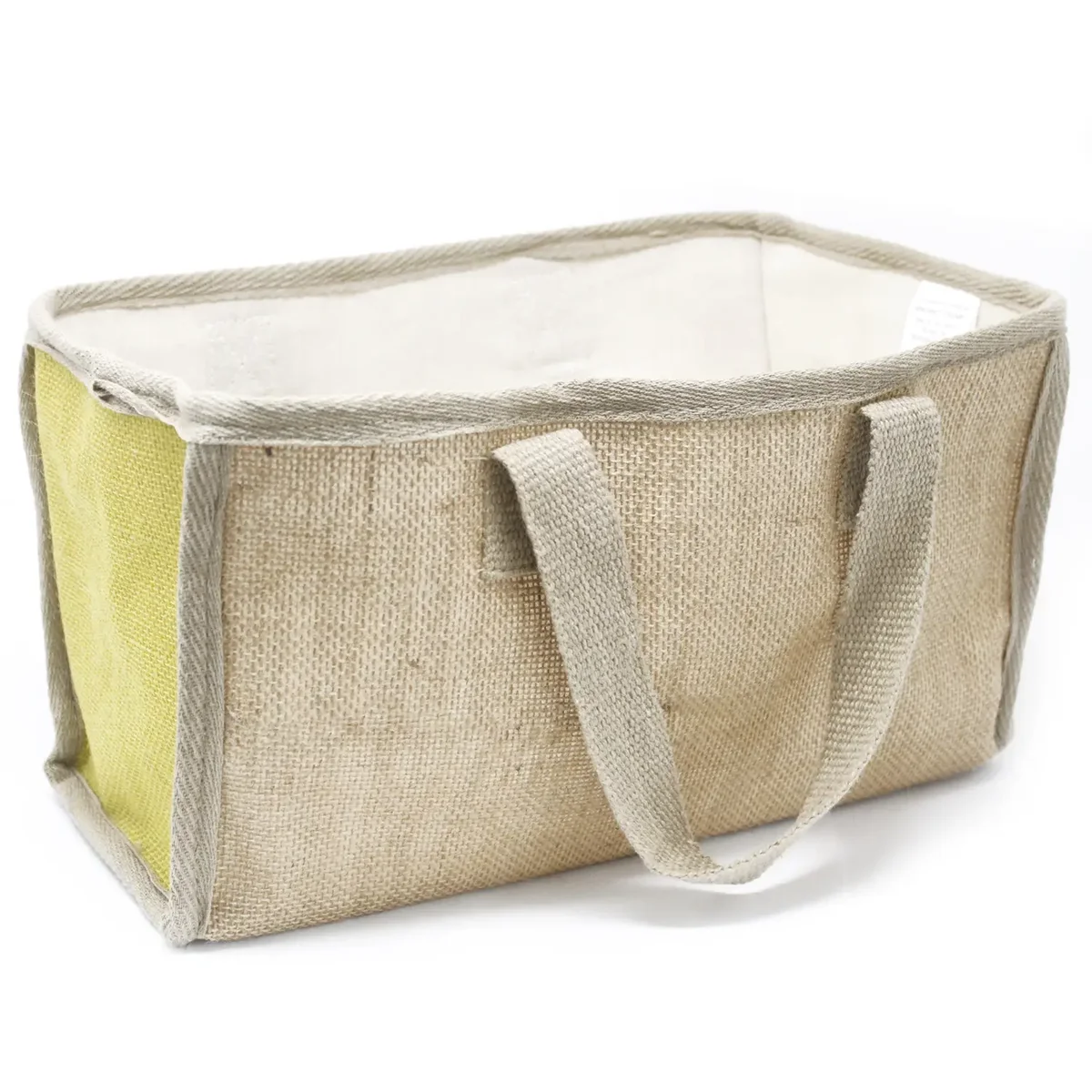 Large olive shopping basket, 33x18x20 cm, folded basket with handle