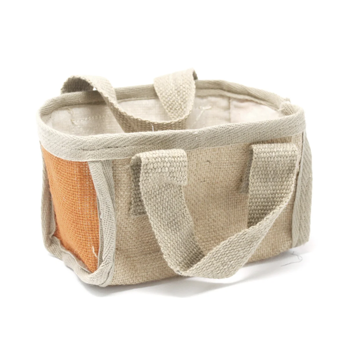 Turmeric‑coloured mini shopping basket, 16x10x12cm, low profile, open top for groceries.