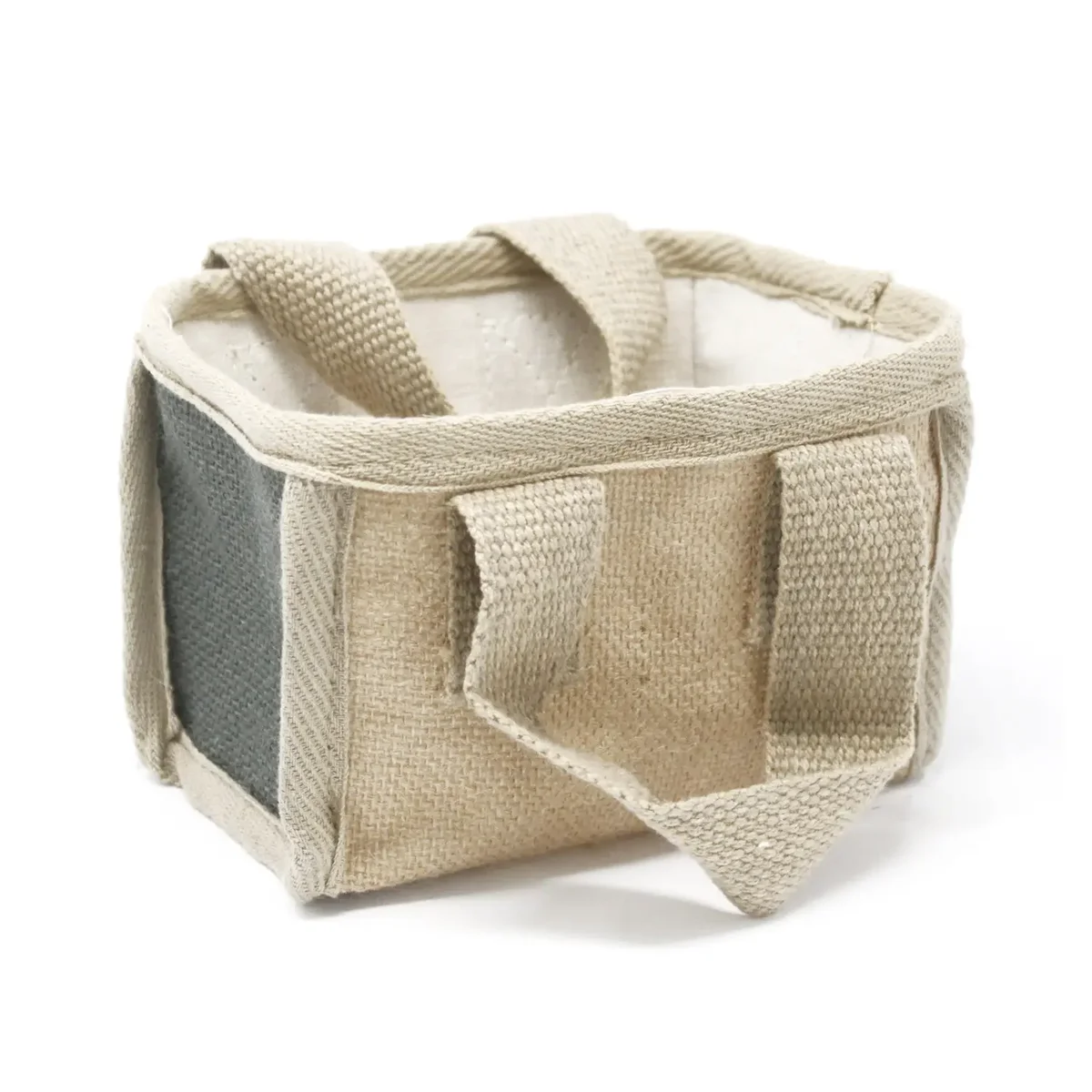 Charcoal mini basket with 16x10x12cm dimensions, lightly textured woven design